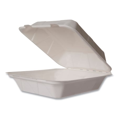 Vegware Nourish Molded Fiber Takeout Containers, 7.9 x 7.9 x 2.9, White, Sugarcane, PK200 WH-8HW